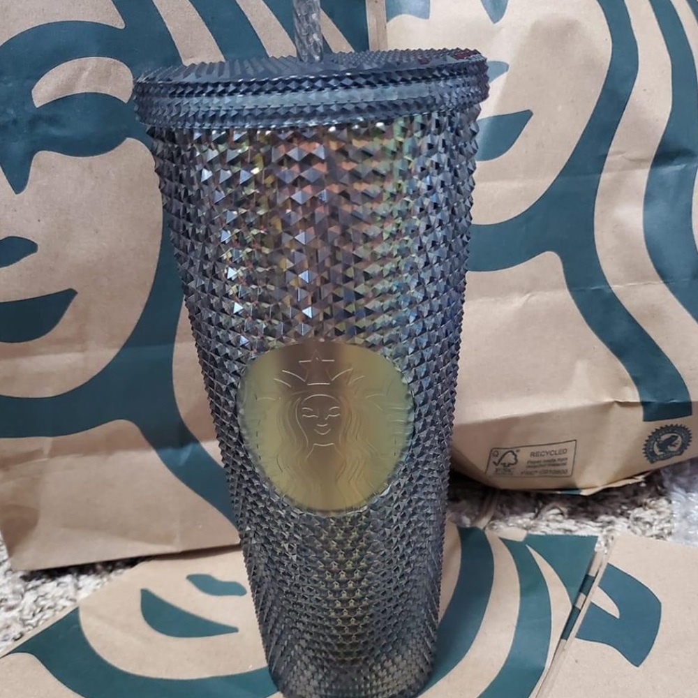 Starbucks black iridescent studded tumbler